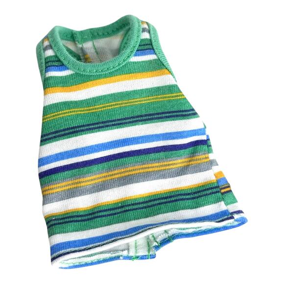 Barbie Ken Doll Clothes Striped Tank 1977 Black Pearl Swim Shorts Blue Shoes Vtg - Picture 3 of 6